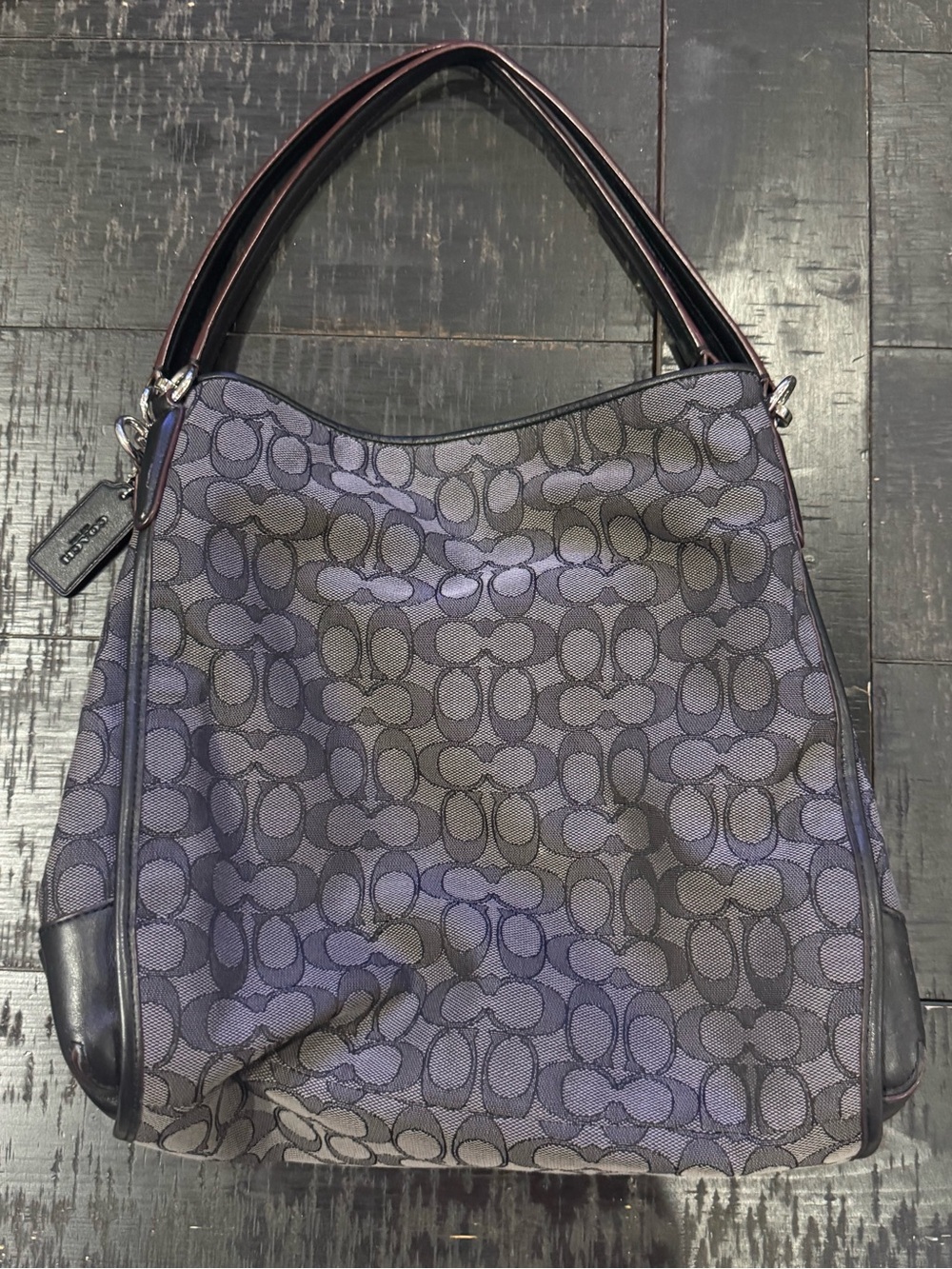 Coach Phoebe shoulder bag in smoke black signature outline jacquard canvas